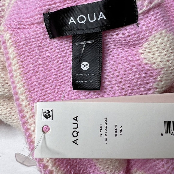 Aqua Heart Jacquard Cuffed Hat Pink New - Picture 3 of 3